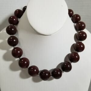 You and I  signed chunky brown bead vintage necklace 1.1683